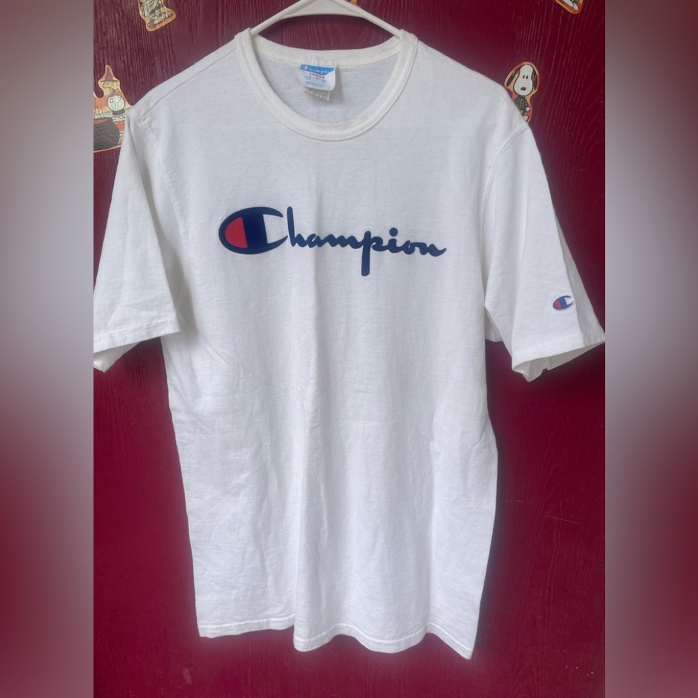 Champion vintage fuzzy graphics White T-Shirt